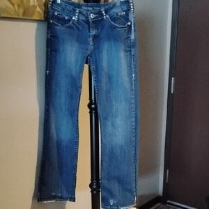 Cowgirl Tuff Blue Straight Leg Jeans Chrome Gypsy